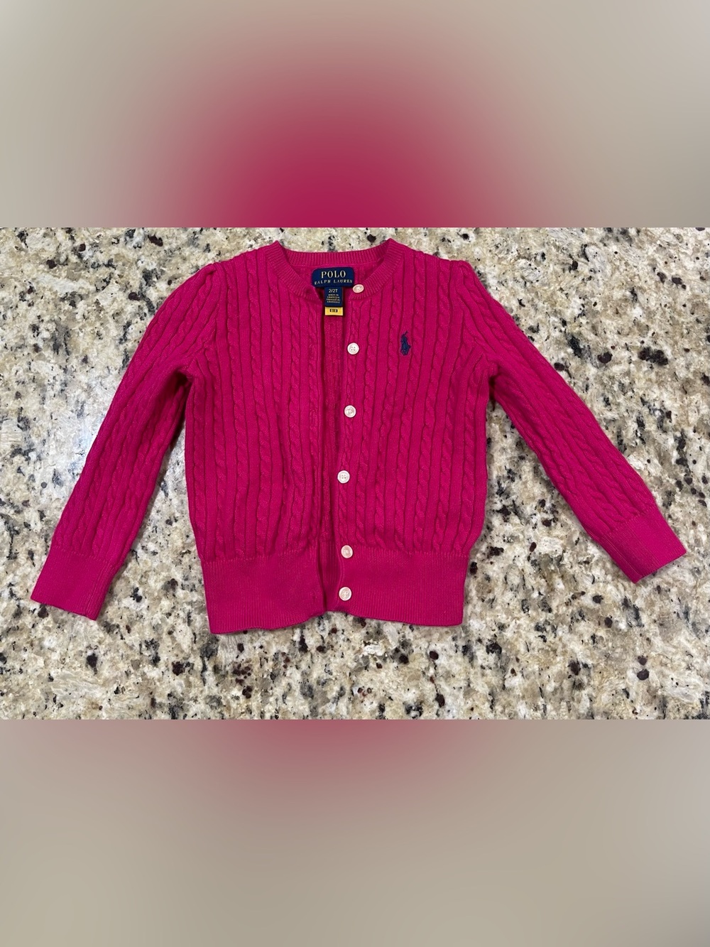 Polo by Ralph Lauren Girls' Cable Knit Cardigan - Hot Pink